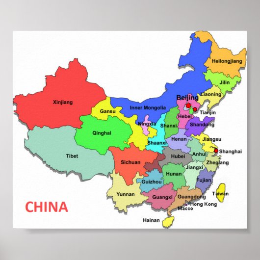 China Province Map Poster (Voorkant)
