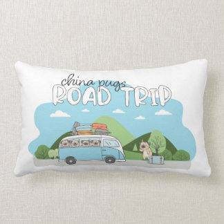 China Pugs Road Trip Lumbar Pillow Kussen