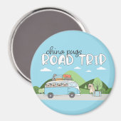 China Pugs Road Trip Magneet (Voorkant / Achterkant)