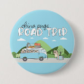 China Pugs Road Trip Ronde Button 7,6 Cm (Voorkant)