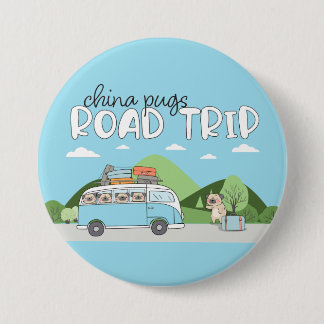 China Pugs Road Trip Ronde Button 7,6 Cm
