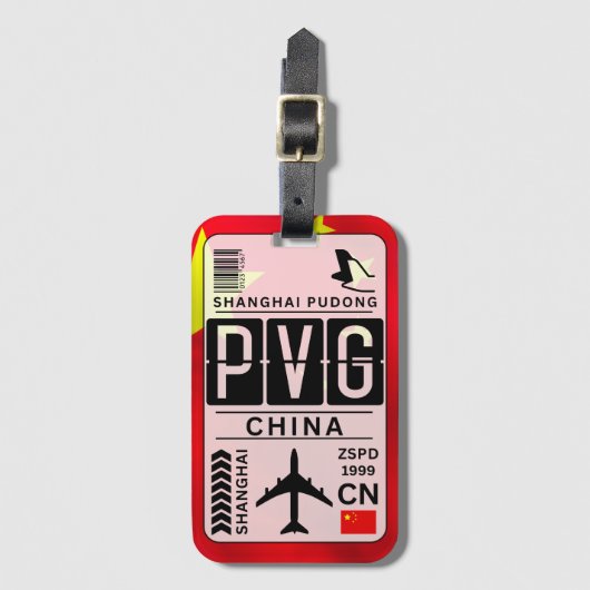 China PVG Airport Code Bagagelabel (Voorkant (verticaal))