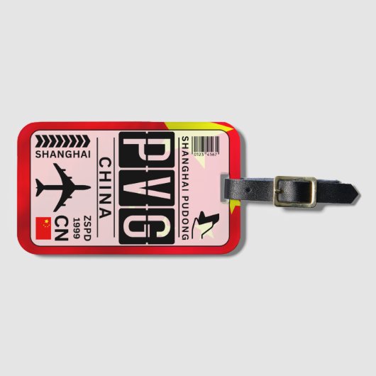 China PVG Airport Code Bagagelabel (Voorkant (horizontaal))