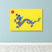 China Qing Dynasty Flag (Chinese draak) (Aziatisch Canvas Afdruk (Insitu (Houten vloer))