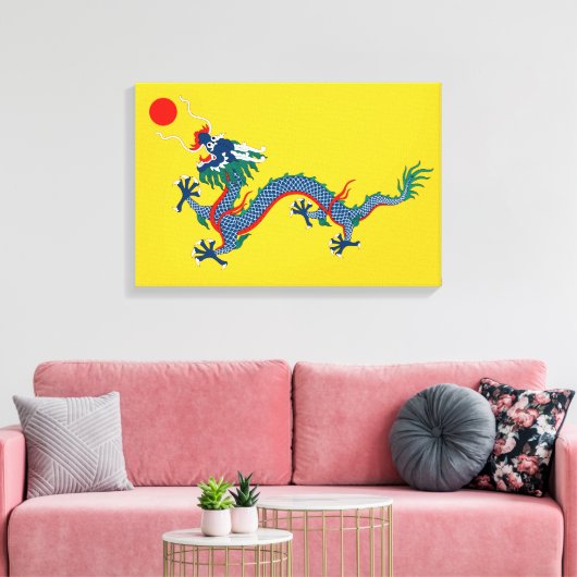 China Qing Dynasty Flag (Chinese draak) (Aziatisch Canvas Afdruk (Insitu (Woonkamer))
