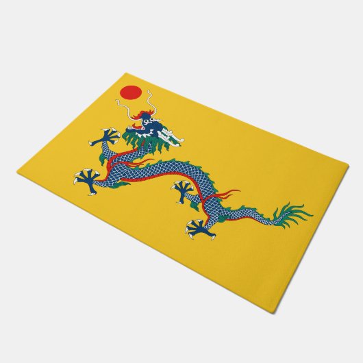 China Qing Dynasty Flag (Chinese draak) (Aziatisch Deurmat (Schuin)