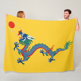 China Qing Dynasty Flag (Chinese draak) (Aziatisch Fleece Deken