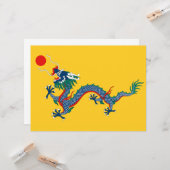China Qing Dynasty Flag (Chinese draak) (Aziatisch Kaart (Voorkant / Achterkant in situ)