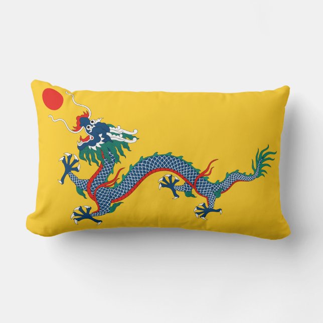 China Qing Dynasty Flag (Chinese draak) (Aziatisch Kussen (Voorkant)