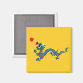 China Qing Dynasty Flag (Chinese draak) (Aziatisch Magneet (Voorkant / Achterkant)