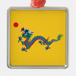 China Qing Dynasty Flag (Chinese draak) (Aziatisch Metalen Ornament