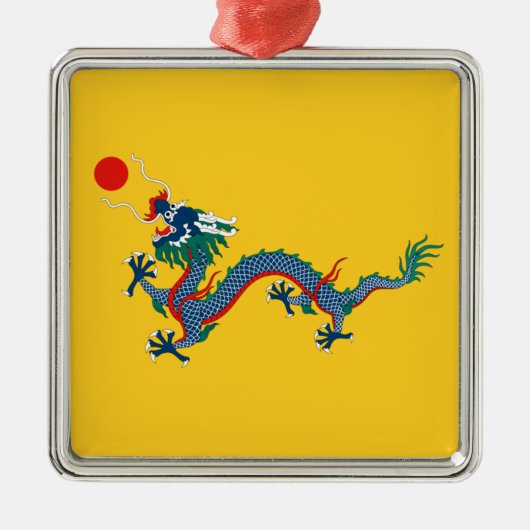 China Qing Dynasty Flag (Chinese draak) (Aziatisch Metalen Ornament (Voorkant)