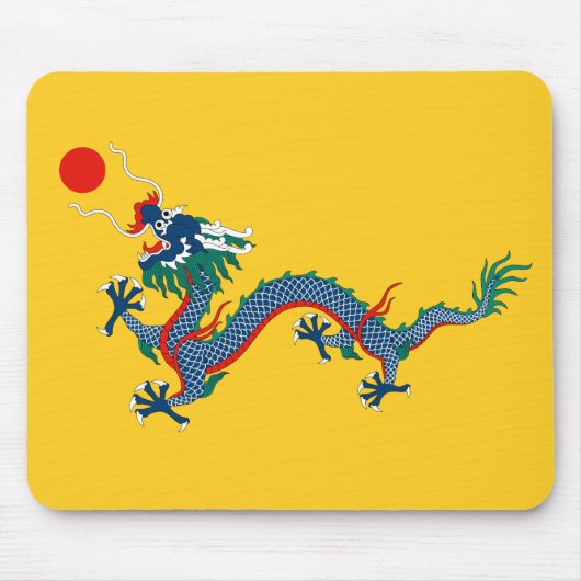 China Qing Dynasty Flag (Chinese draak) (Aziatisch Muismat (Voorkant)