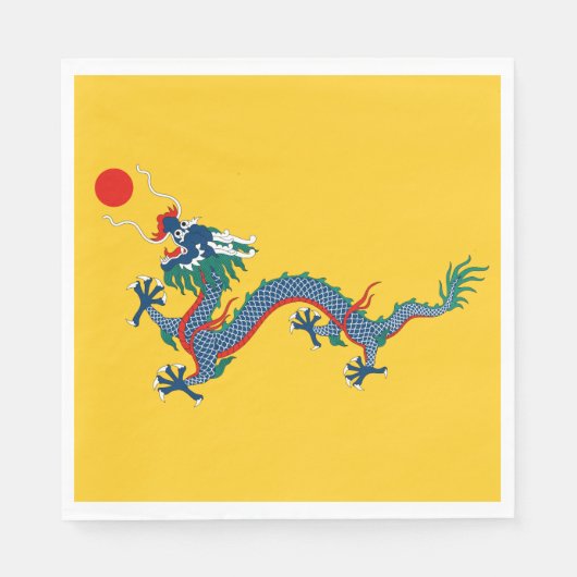 China Qing Dynasty Flag (Chinese draak) (Aziatisch Servet (Voorkant)