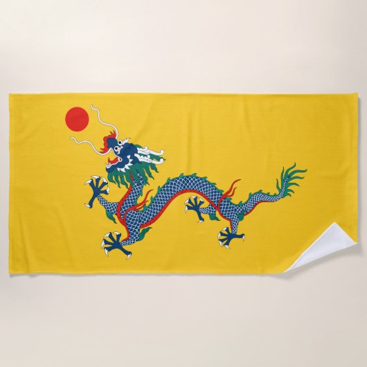 China Qing Dynasty Flag (Chinese draak) (Aziatisch Strandlaken (Voorkant)