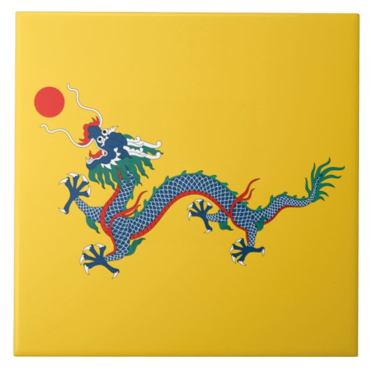 China Qing Dynasty Flag (Chinese draak) (Aziatisch Tegeltje (Voorkant)