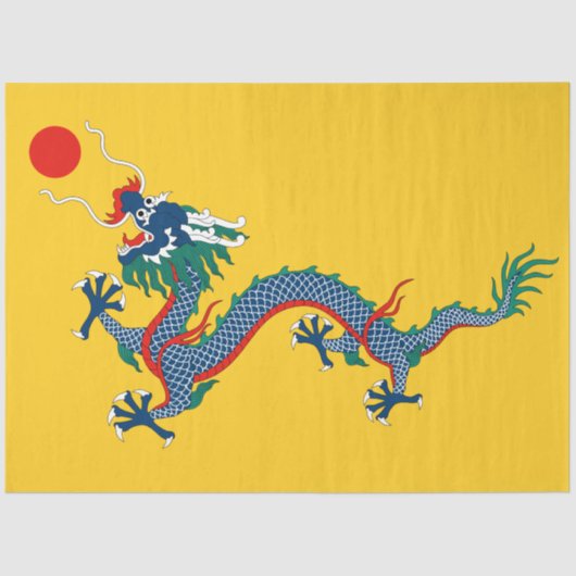 China Qing Dynasty Flag (Chinese draak) (Aziatisch Tissuepapier (Voorkant)