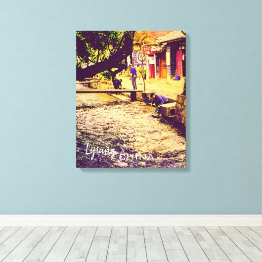 China reist met Lijiang Yunnan Canvas Afdruk (Insitu (Houten vloer))