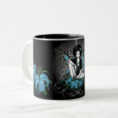 China Retro Blauwgroen Lilly Afro Fae Fantasy Mok (Voorkant links)