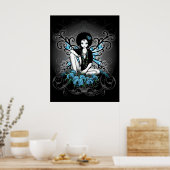China Retro Blauwgroen Lilly Afro Fae Poster (Keuken)