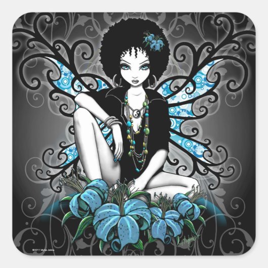 "China" Retro Lily Yin Yang Fairy Art Stickers (Voorkant)