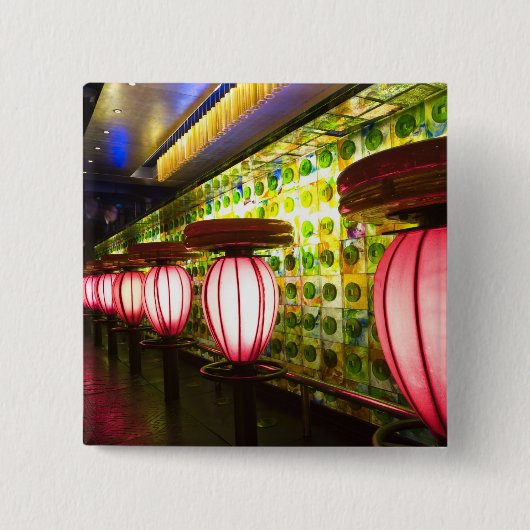 China, Shanghai. Bar in de bar Xin Tian Di Vierkante Button 5,1 Cm (Voorkant)