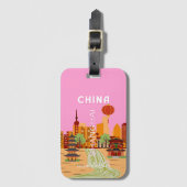 China Shanghai Reis Kunst Bagagelabel (Voorkant (verticaal))