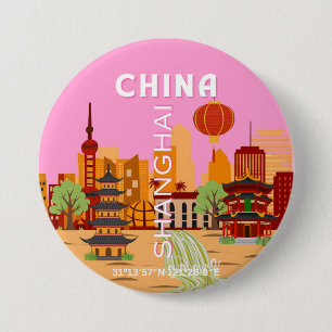 China Shanghai Reis Kunst Ronde Button 7,6 Cm
