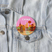 China Shanghai Reis Kunst Ronde Button 7,6 Cm (In situ)