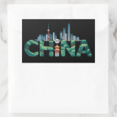 China Shanghai Temple Panda Rechthoekige Sticker (Tas)