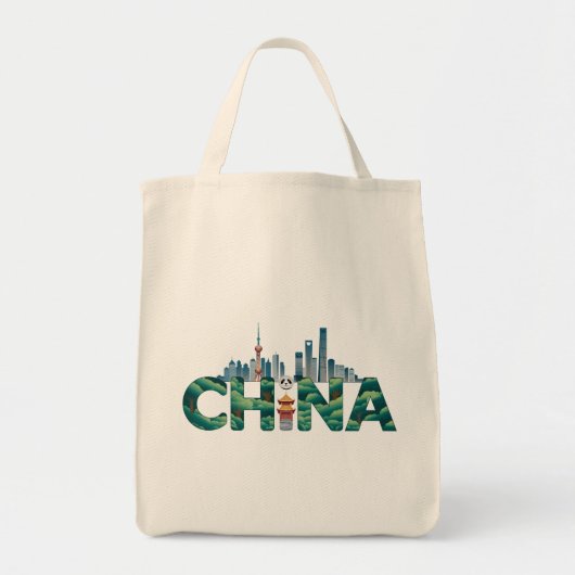 China Shanghai Temple Panda Tote Bag (Voorkant)