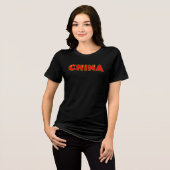 China Speciale  Zwarte Toerist Tri-Blend Shirt (Voorkant volledig)