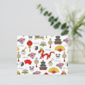 China Symbols Patroon Briefkaart (Staand voorkant)