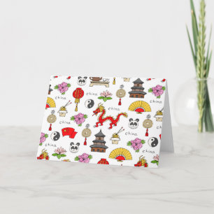 China Symbols Patroon Feestdagen Kaart