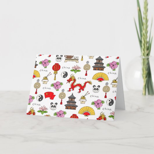 China Symbols Patroon Feestdagen Kaart (Voorkant)