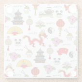 China Symbols Patroon Glazen Onderzetter (Achterkant)