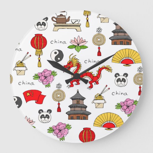 China Symbols Patroon Grote Klok (Voorkant)