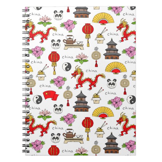 China Symbols Patroon Notitieboek (Voorkant)