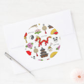 China Symbols Patroon Ronde Sticker (Envelop)