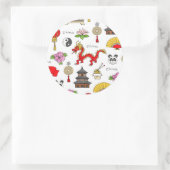 China Symbols Patroon Ronde Sticker (Tas)