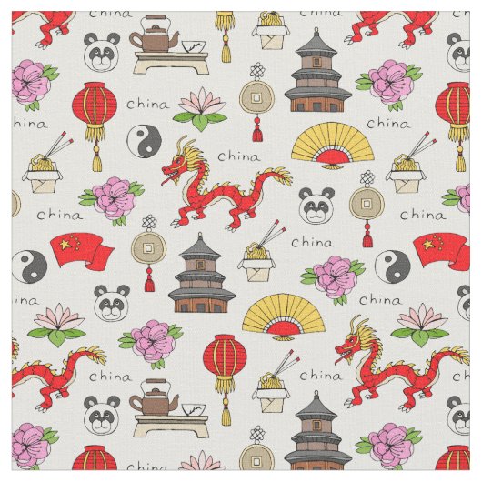 China Symbols Patroon Stof (Close Up)