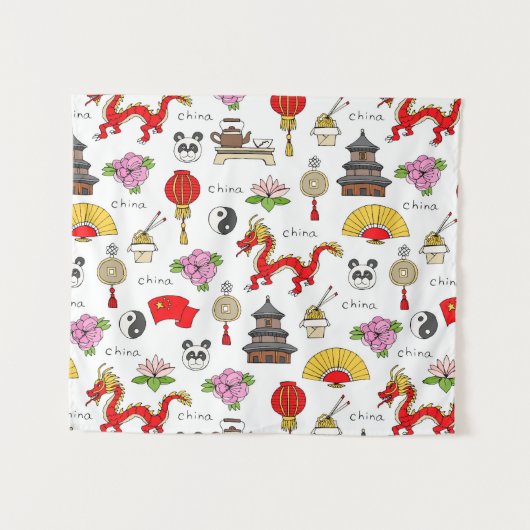 China Symbols Patroon Wandkleed (Voorkant (horizontaal))