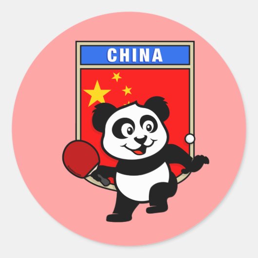 China Table Tennis Panda Ronde Sticker (Voorkant)