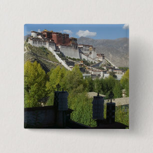 China, Tibet, Lhasa, Potala-paleis 2 Vierkante Button 5,1 Cm