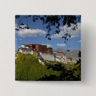 China, Tibet, Lhasa, Potala-paleis Vierkante Button 5,1 Cm