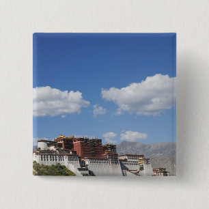 China, Tibet, Lhasa, Potala-paleis Vierkante Button 5,1 Cm
