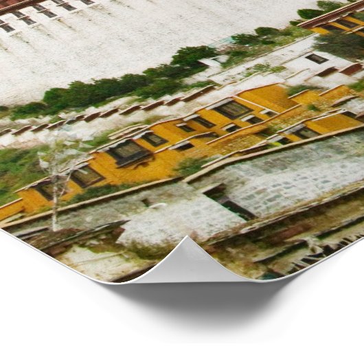 China, Tibet, Lhasa, Tibetaanse monnik met Potala Poster (Hoek)