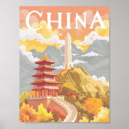 China Tiongkok Vintage Beroemde Reisplaats Poster
