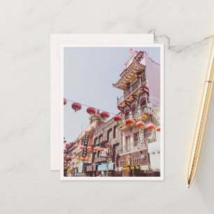 China Town Rode Lantaarns San Francisco Foto Blanc Briefkaart