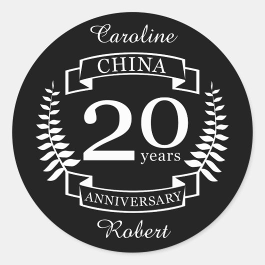 China Traditional wedding verjaarary 20 years Ronde Sticker (Voorkant)